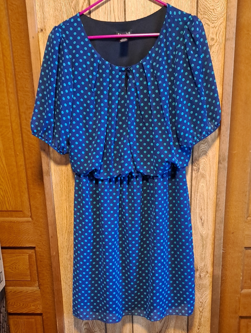 Enfocus Studio Blue Polka Dot Midi Dress